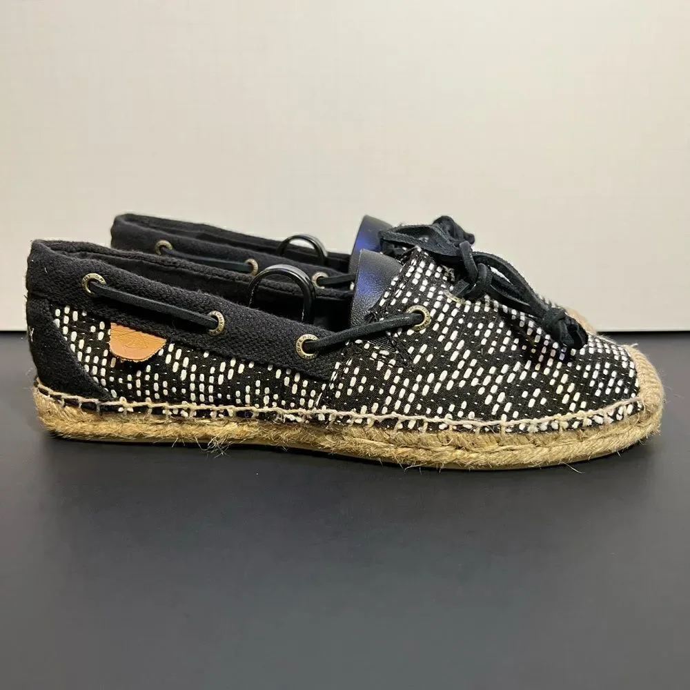Womens SPERRY Top Sider Espadrilles Black Flat Shoes / Size 6.5 Medium